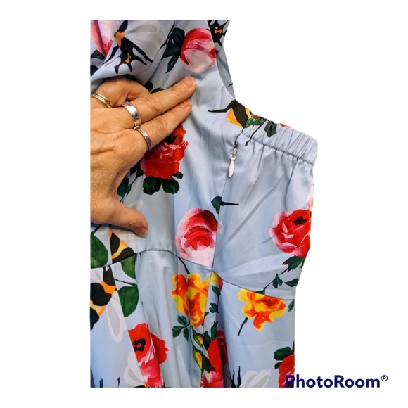 ANNI COCO HALTER 1950S FLORAL BEE PRINT ROCKABILLY COCKTAIL SWING DRESS SIZE S - Picture 4 of 16